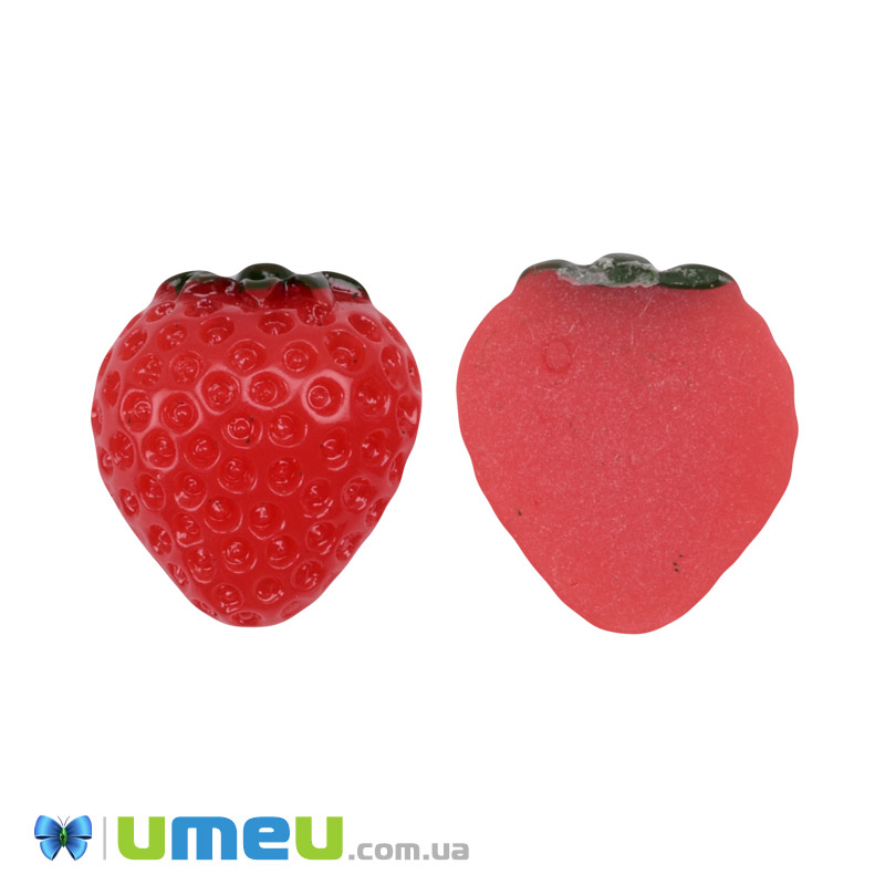 Кабошон із полімерної глини, Полуниця, 21х19 мм, Червоний (DIF-050796)