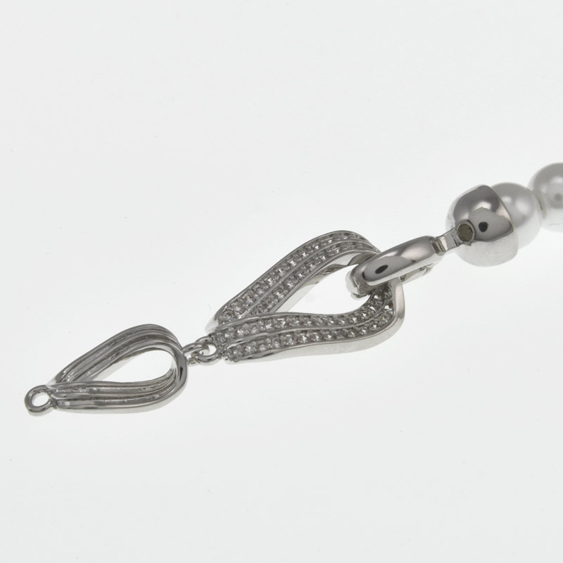 Застібка, 44х10 мм, Латунь з покриттям Родій, Куб. цирконій (ZAM-058454)