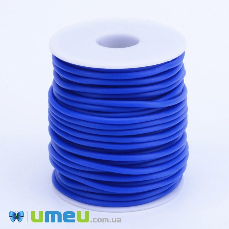 Шнур каучуковый полый, 3 мм, Синий (LEN-040194)