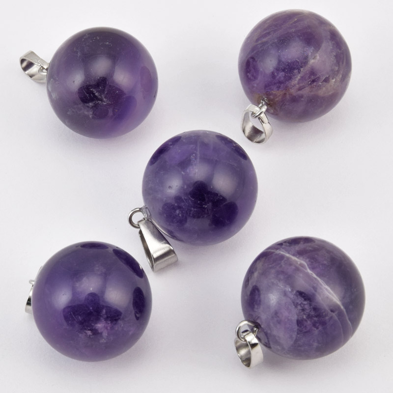 Подвеска Шар, Натур. камень Аметист, 18 мм (POD-058586)