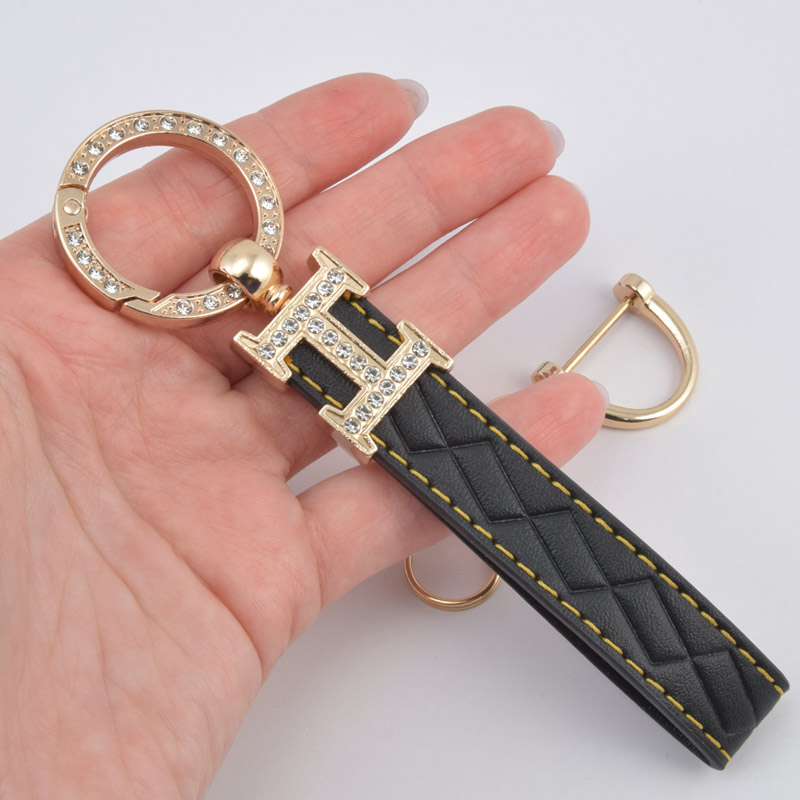 Брелок, 13х3,5 см, Черный, Искусственная кожа, Золото (OSN-058507)