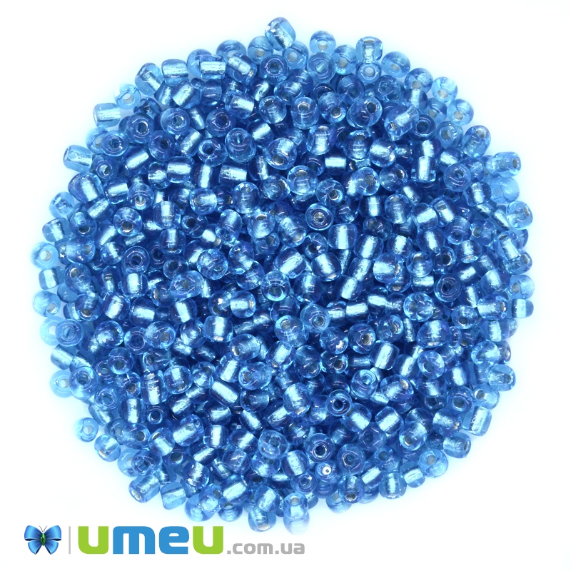 Бисер китайский крупный, 6/0, Синий блестящий, 4 мм (BIS-037727)