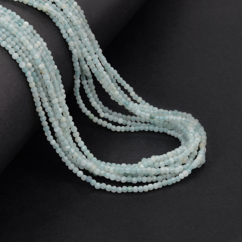 Бусины Амазонит, Натур. камень, 2 мм, Круглые граненые (BUS-058205)