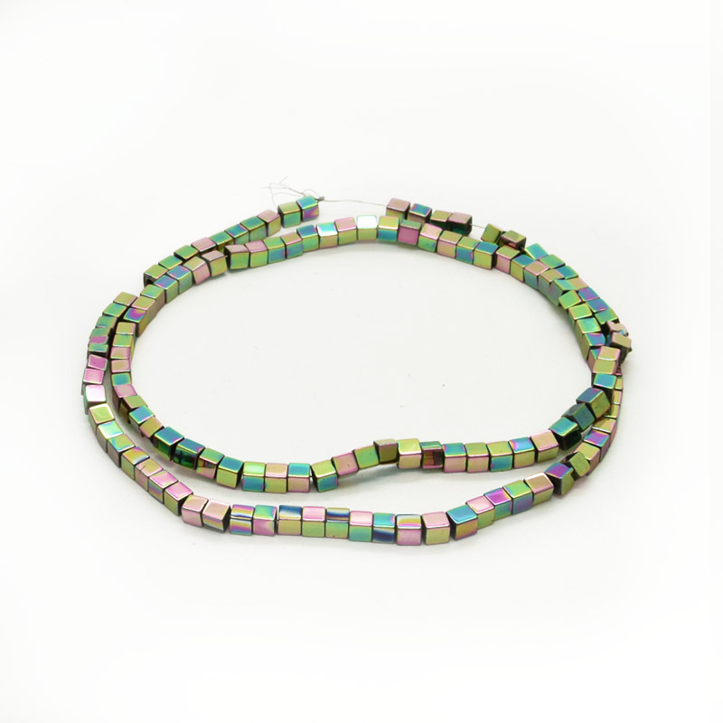 Намистини Гематит, Натур. камінь, Кубик, 3х3х3 мм, Ірис (BUS-053990)