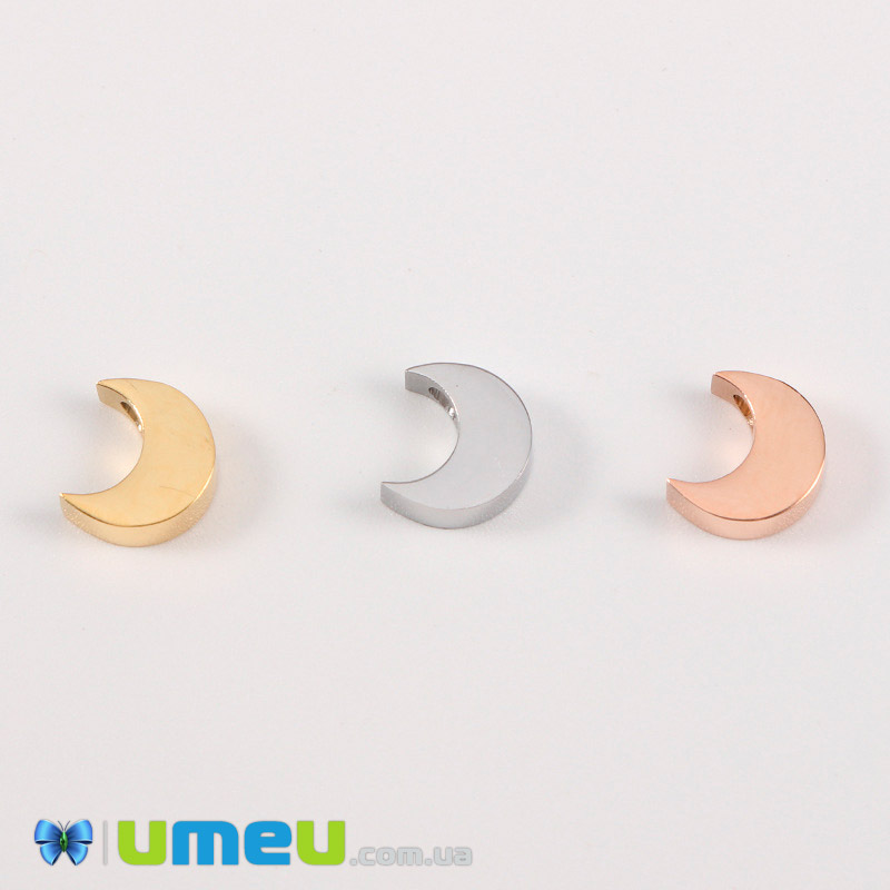 Бусина из нержавеющей стали Луна, 8х7 мм, Темное серебро (STL-039034)