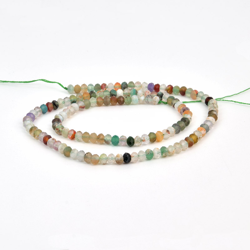 Намистини Агат різнокольоровий, Натур. камінь, 4х3 мм, Ронделі (BUS-058207)