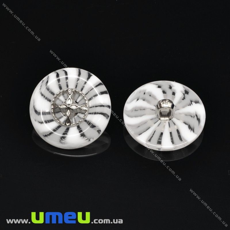 Гудзик пластиковий на ніжці Круглий, 21 мм, Білий (PUG-018756)