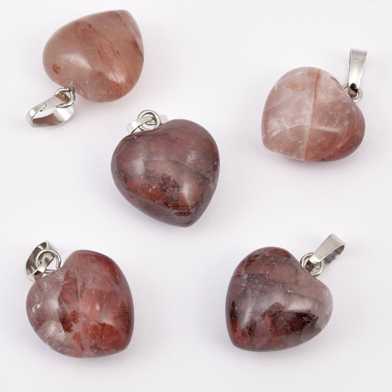 Підвіска Серце, Натур. камінь Кварц гематоїдний, 18х15х10 мм (POD-057911)