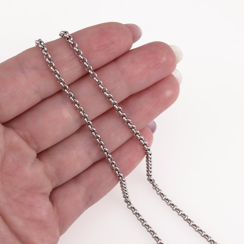 Ланцюг з нержавіючої сталі, 2,5 мм, Темне срібло (ZEP-055310)