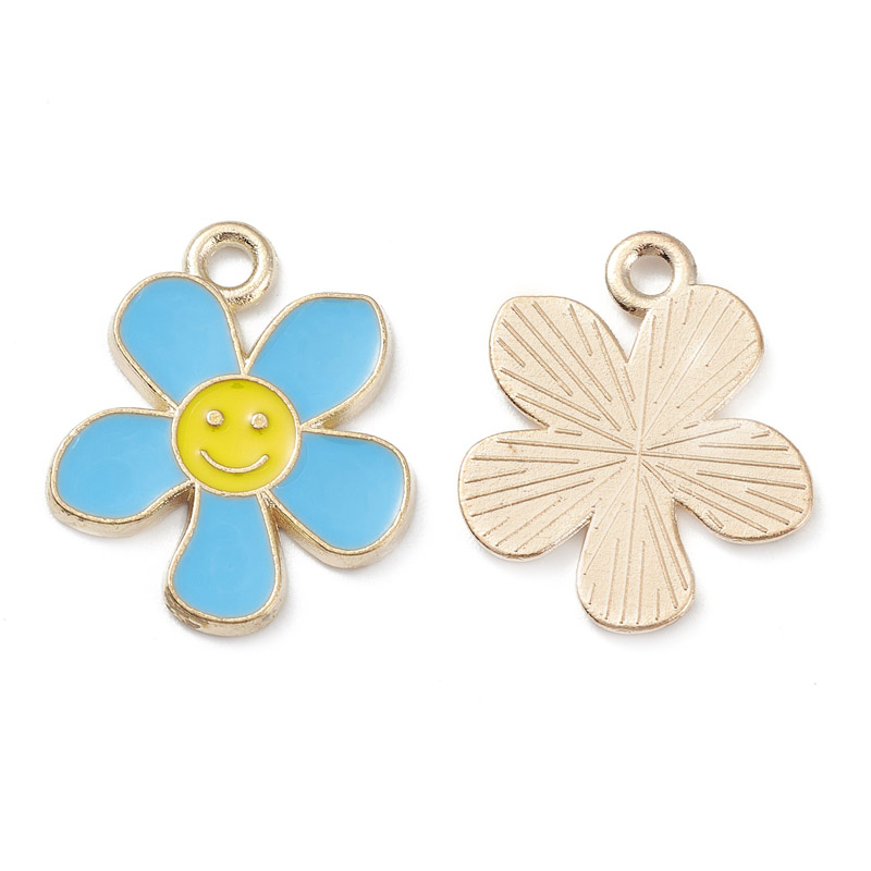 Підвіска метал. Квітка блакитна, 21х18 мм, Золото (POD-053821)