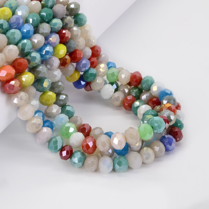 Бусины рондели, 8х6 мм, Микс разноцветный (BUS-052160)