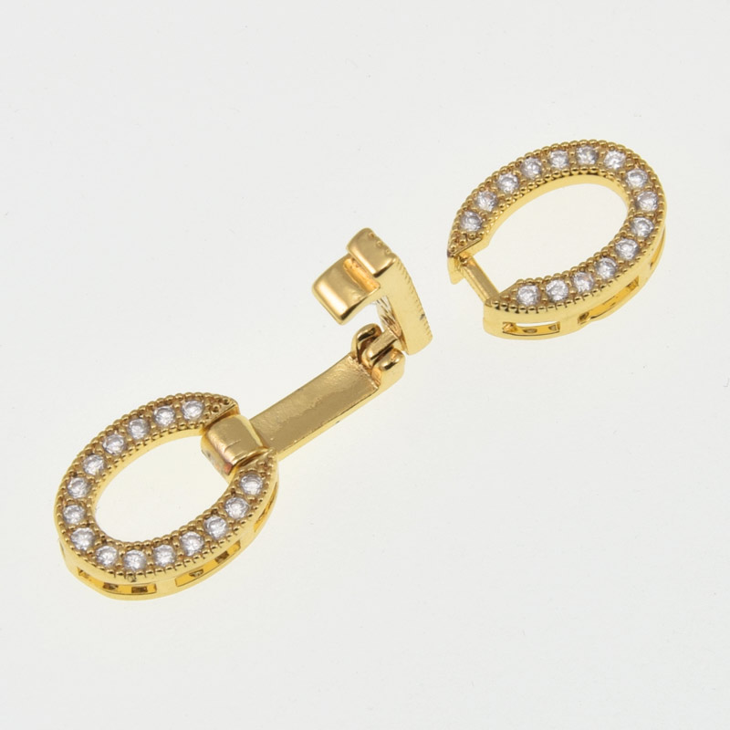 Застібка, 27х8,5 мм, Латунь з покриттям 18 kt, Куб. цирконій (ZAM-060829)