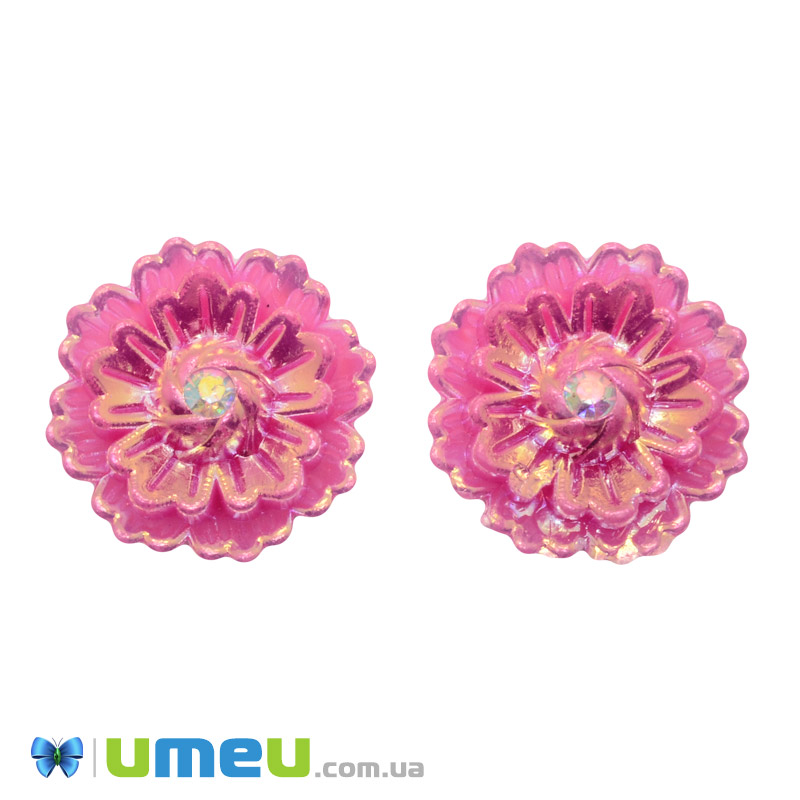 Кабошон із полімерної глини, Квітка рожева, 25 мм (KAB-050789)