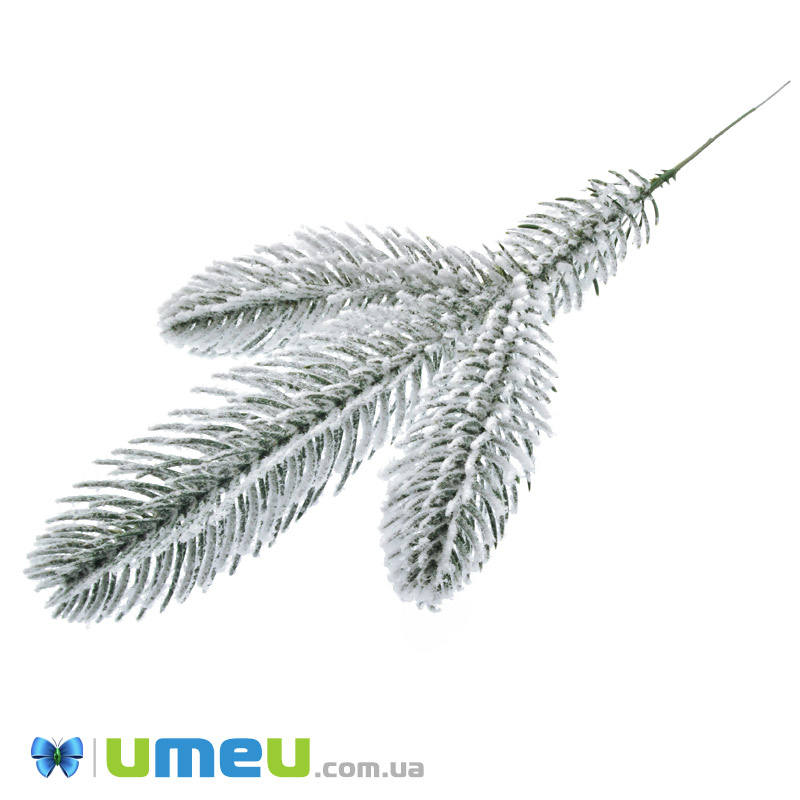 Ветка ели в снегу, Зеленая, 20-21 см (DEC-047423)