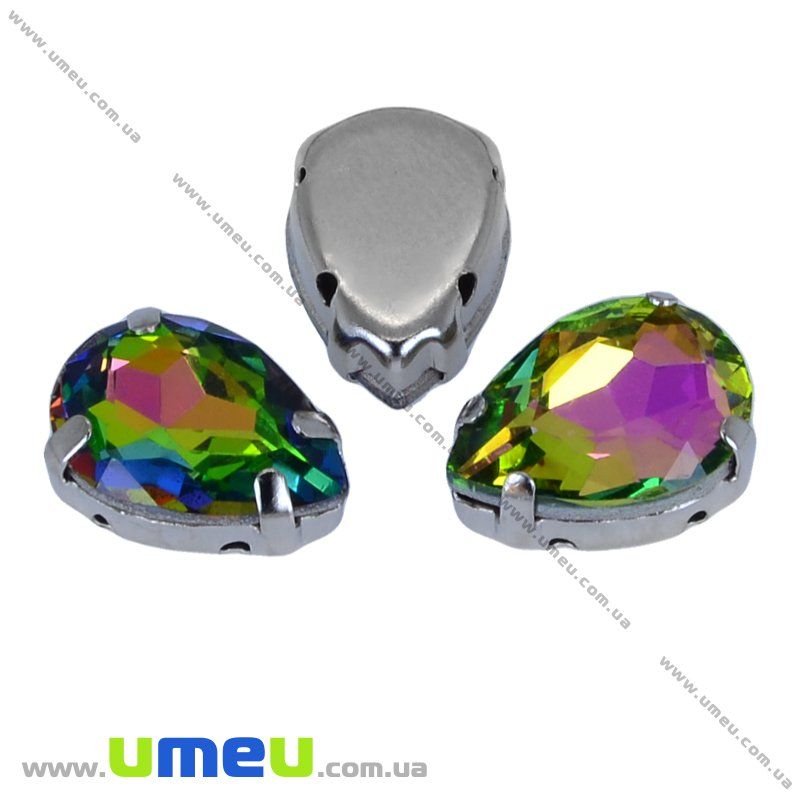 Шатон капля 18х13 мм, Темное серебро, Разноцветный (KAB-010562)