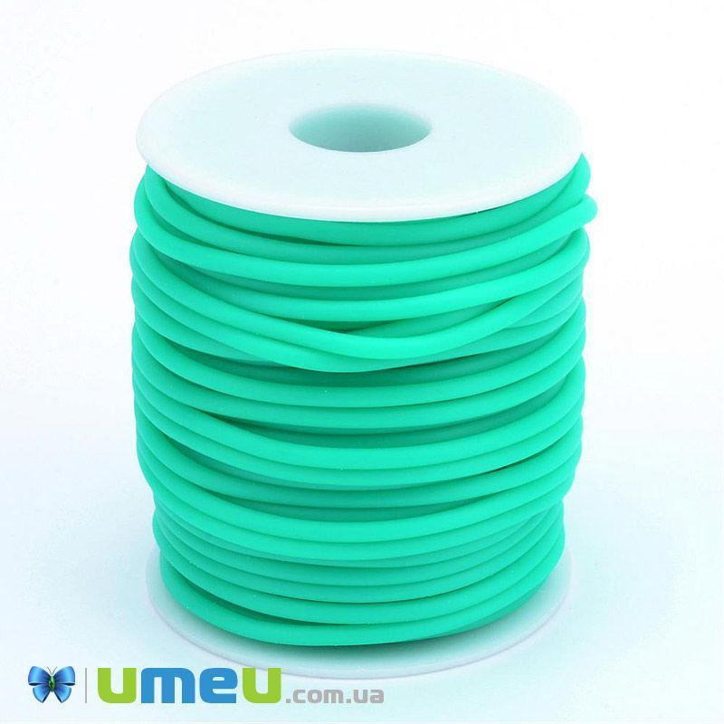 Шнур каучуковый полый, 3 мм, Бирюзовый (LEN-040188)