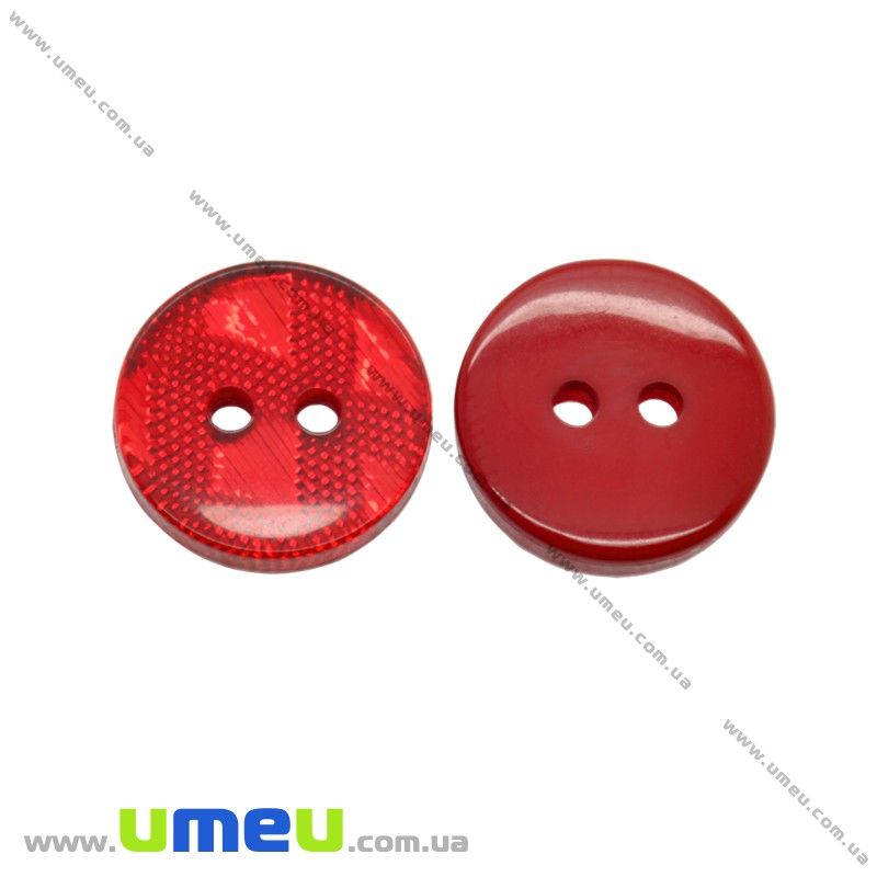 Пуговица пластиковая Круглая, 13 мм, Красная (PUG-016473)