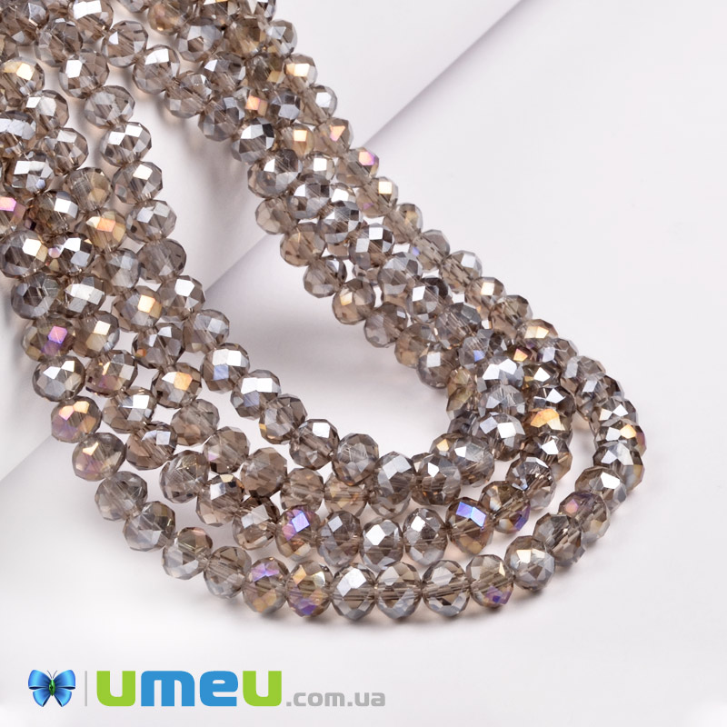 Намистини ронделі, 6х5 мм, Сірі АВ (BUS-049341)