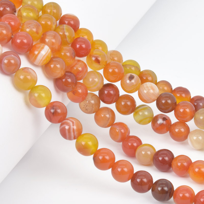 Намистини Агат червоний, Натур. камінь, 8 мм, Круглі (BUS-058070)