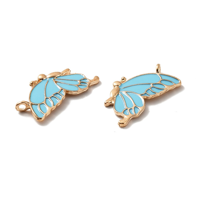 Підвіска метал. Метелик парний блакитний, 34х32 мм, Золото (POD-053762)