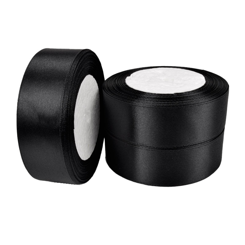 Атласная лента, 30 мм, Черная (LEN-061094)