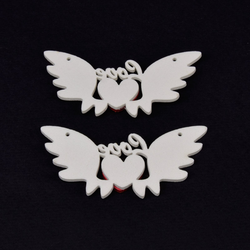 Декоративний виріб з фоамірану На крилах кохання, 7х3 см, Білий (FOM-056988)