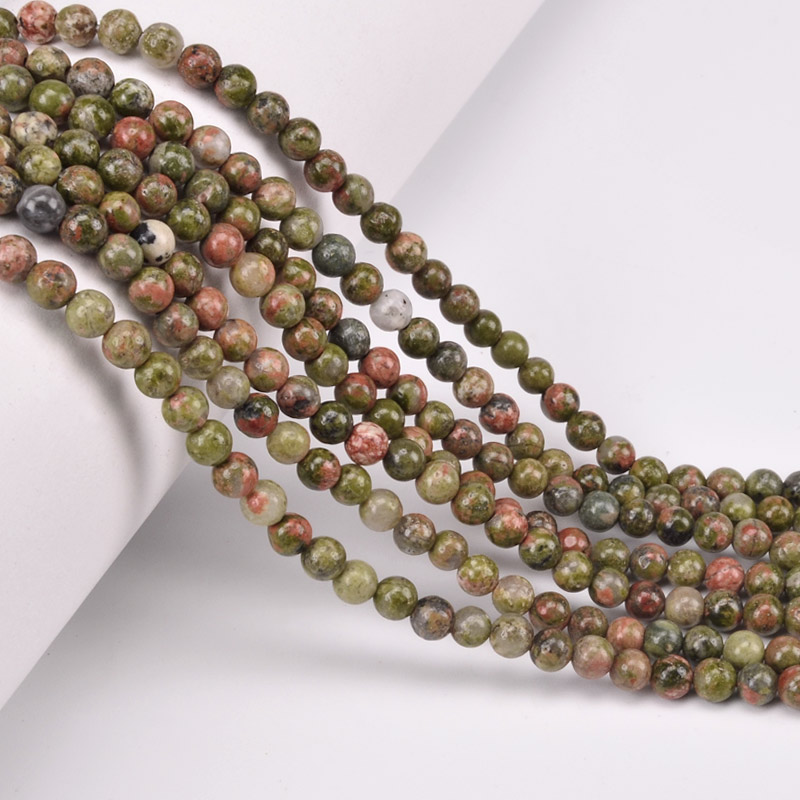 Бусины Унакит, Натур. камень, 4,5 мм, Круглые (BUS-051788)