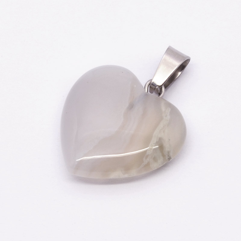 Підвіска Серце, Натур. камінь Агат сірий, 20х20 мм (POD-054353)