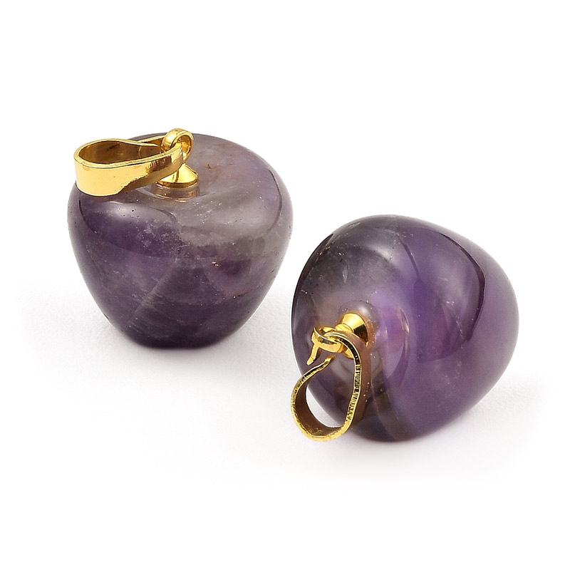 Підвіска Яблуко, Натур. камінь Аметист, 14,5х14 мм (POD-058581)