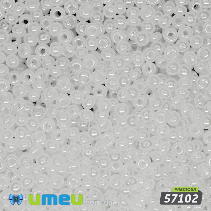 Бисер чешский №539/57102, Белый полупрозрачный жемчужный, Перламутровый, 10/0 (BIS-003867)