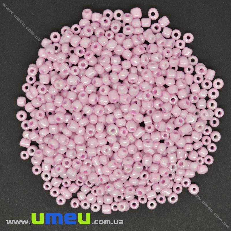 Бисер китайский крупный, 6/0, Розовый перламутровый, 4 мм (BIS-007972)