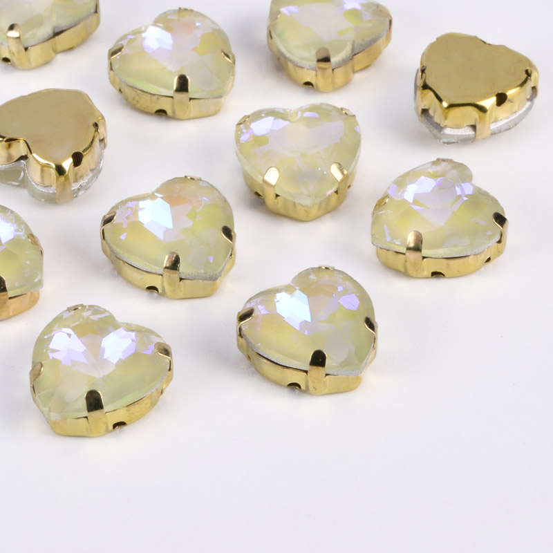 Шатон Серце 12х12 мм, Золото, Жовтий світлий (KAB-053045)