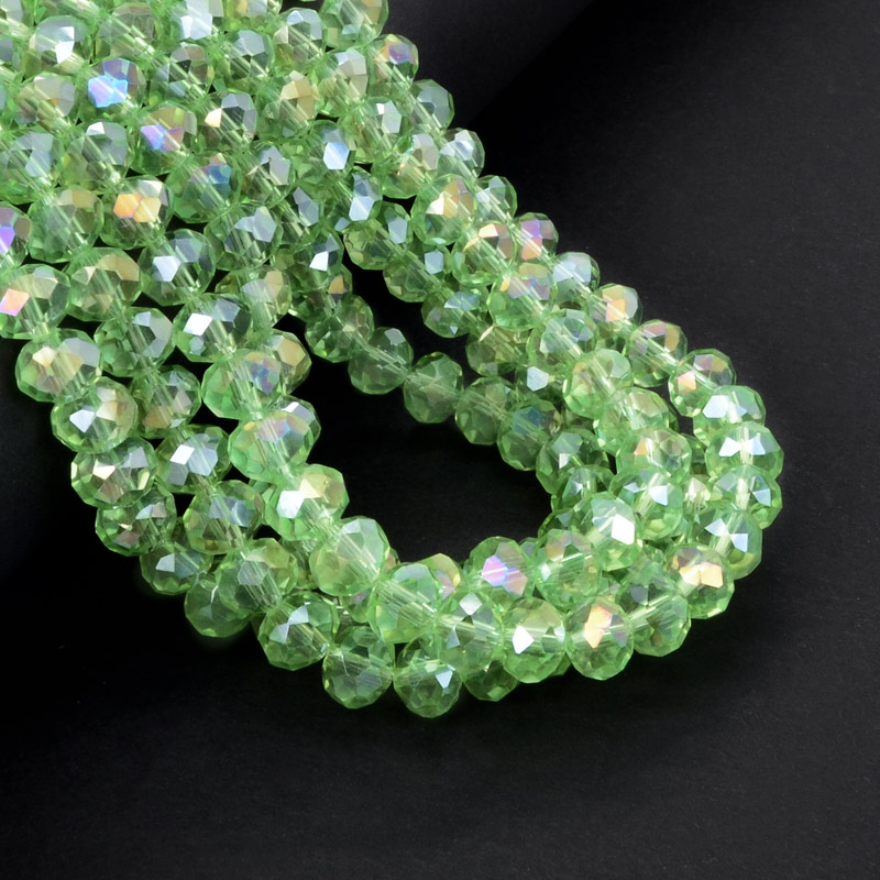 Намистини ронделі, 8х6 мм, Салатові АВ (BUS-052175)