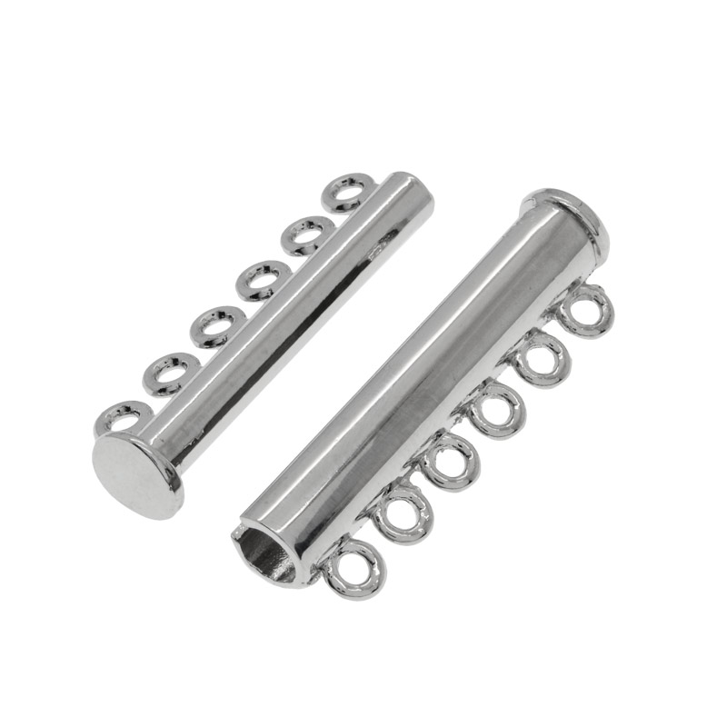 Магнитный замок-слайдер на 6 нитей, Темное серебро, 36,5х13х7 мм (ZAM-053082)