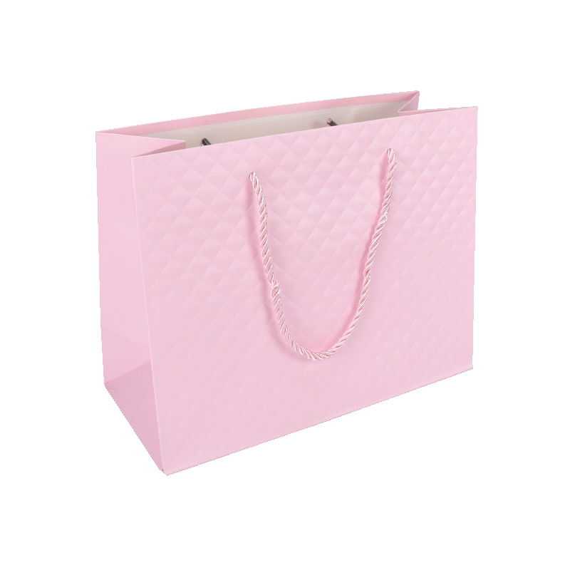 Подарунковий пакет Ромбики, 23х17,5х10 см, Рожевий (UPK-035628)