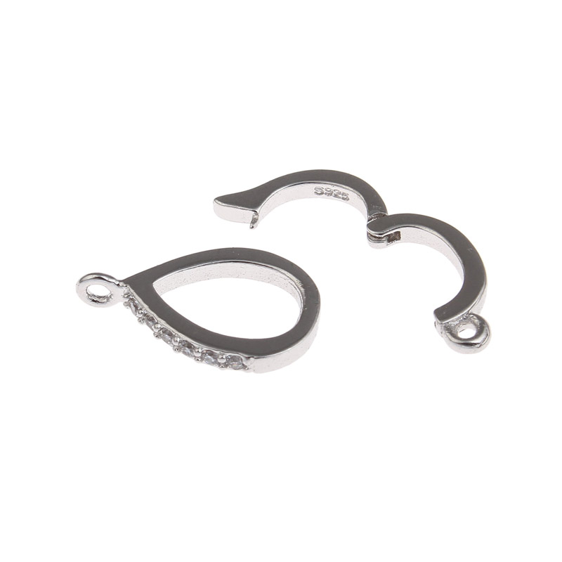 Застібка, 23х8 мм, Латунь із покриттям Родій, Куб. цирконій (ZAM-055446)