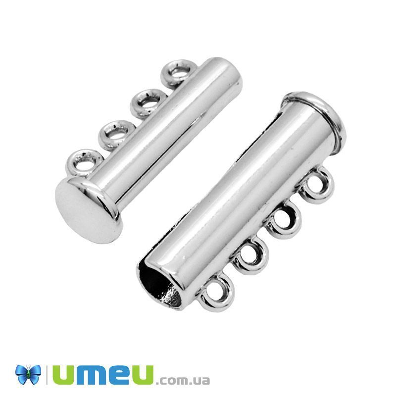 Магнітний замок-слайдер на 4 нитки, Темне срібло, 24х10,5 мм (ZAM-047265)