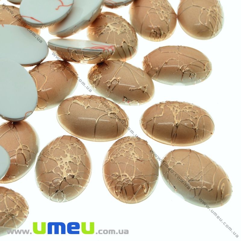 Кабошон пластиковый, Овал, 18х13 мм, Золотистый (KAB-022036)