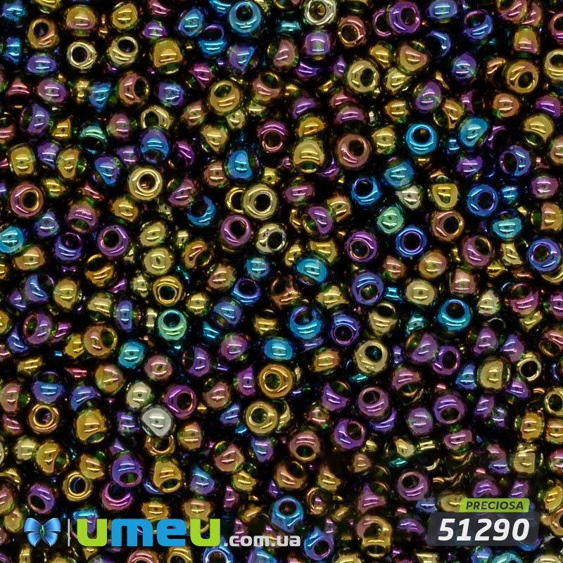 Бісер чеський №762 / 51290, Бузково-трав'яний, Прозорий райдужний, 10/0 (BIS-010004)