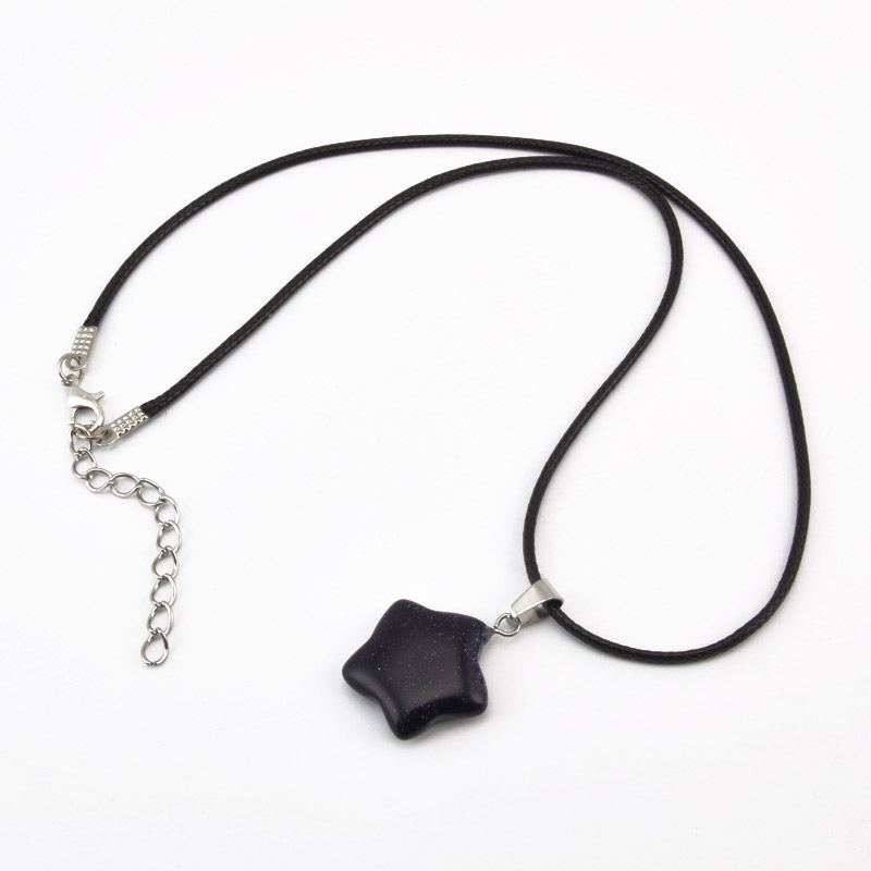 Підвіска на шнурку, Синт. камінь Авантюрин Золотий пісок синій (POD-058266)