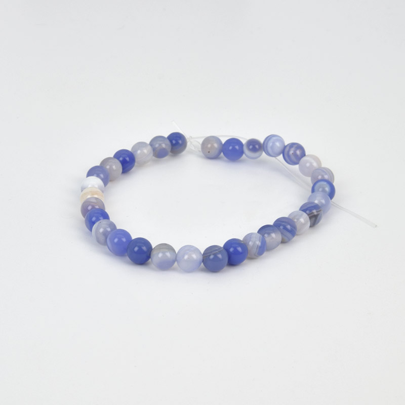 Бусины Агат голубой, Натур. камень, 6 мм, Круглые, 18 см (BUS-058046)