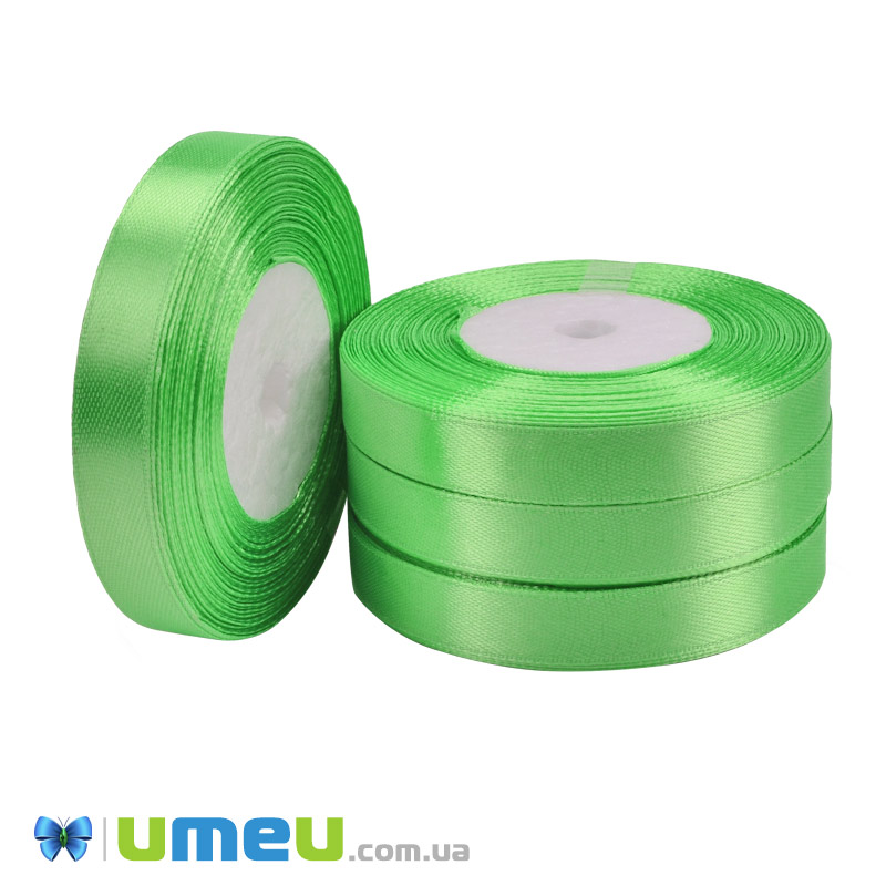 Атласна стрічка, 12 мм, Салатова (LEN-051011)