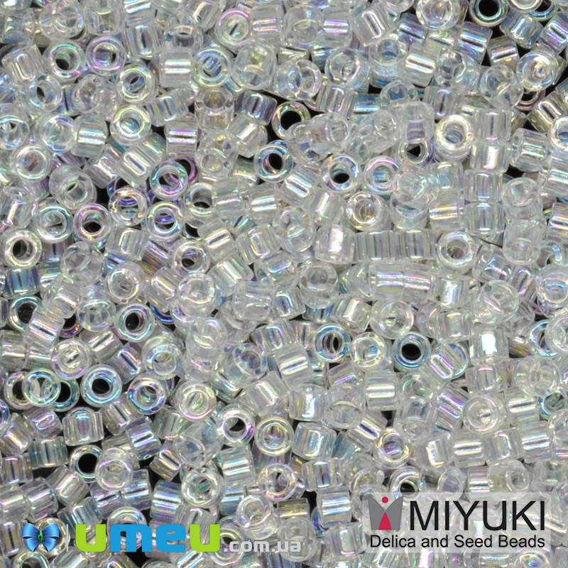 Бісер японський Miyuki Delica 11/0 DB51, Білий прозорий АВ (BIS-045217)