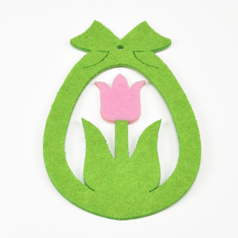 Декоративний виріб з фетру Яйце "Тюльпан", 10х7 см, Зелений (FLT-057311)