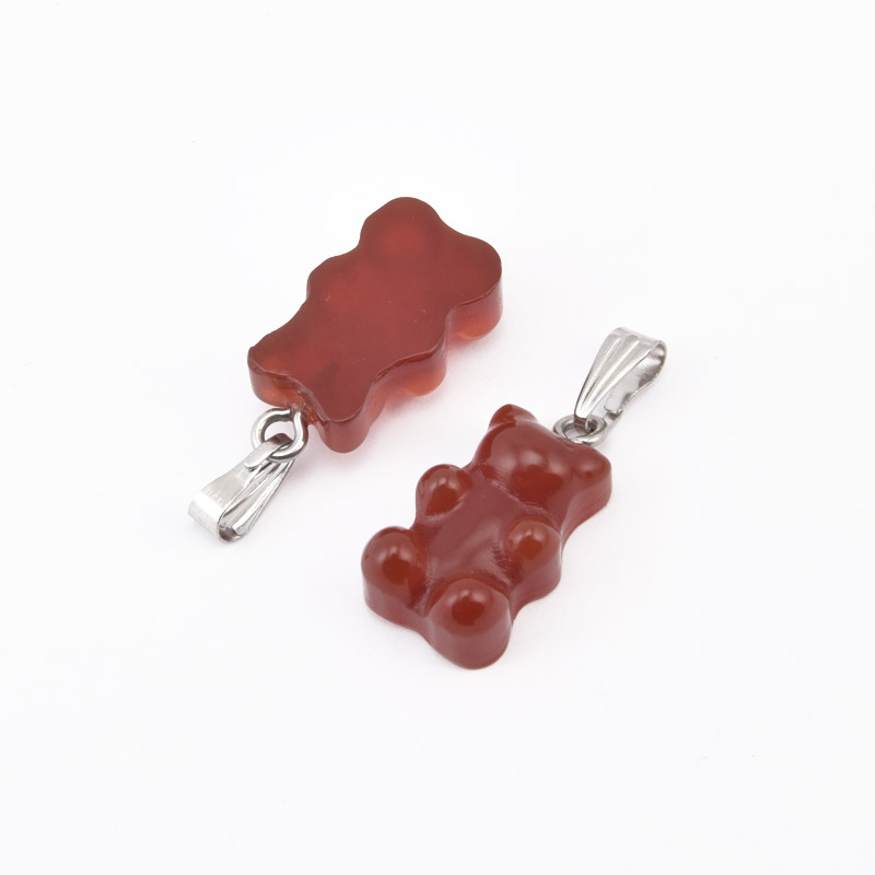 Підвіска Ведмедик, Натур. камінь Сердолік, 22х11х7 мм (POD-058661)