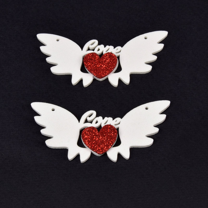 Декоративний виріб з фоамірану На крилах кохання, 7х3 см, Білий (FOM-056988)