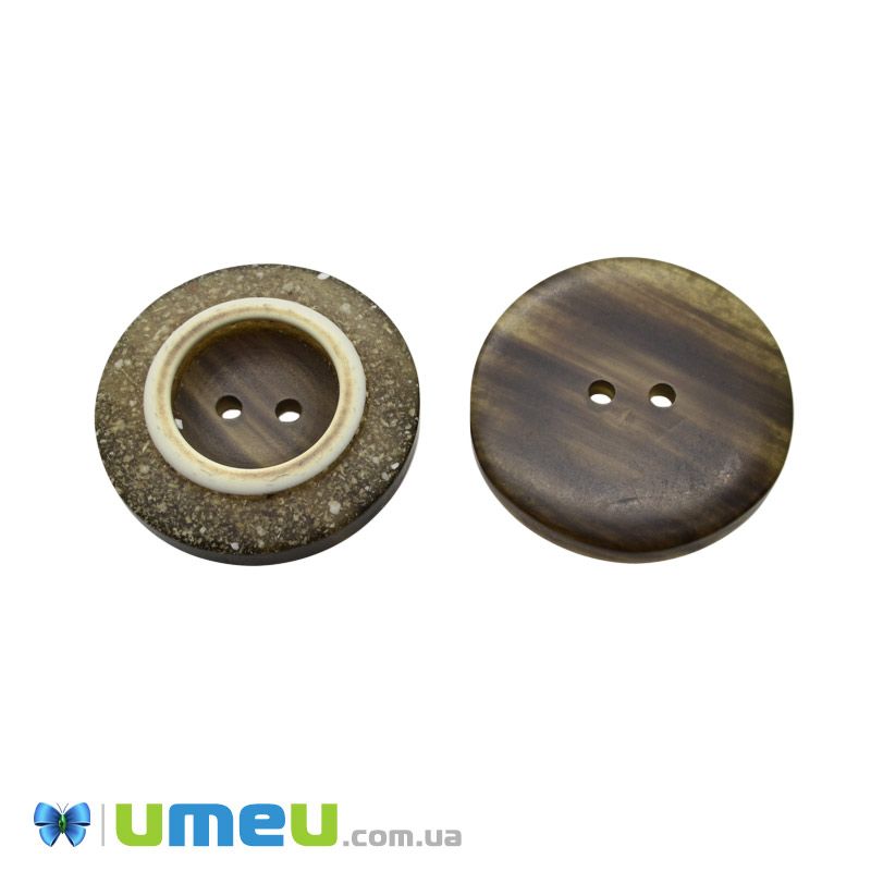 Пуговица пластиковая Круглая, 30 мм, Коричневая (PUG-046549)