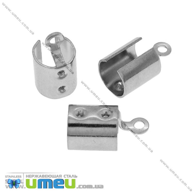 Затискач для шнура з нержавіючої сталі, 12х6, 5 мм, Темне срібло (STL-048987)