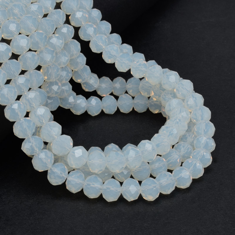 Бусины рондели, 8х6 мм, Белые опал (BUS-057137)