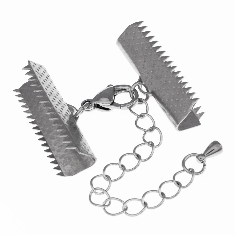 Замок-карабін із нерж. ст. із затискачами 25х9 мм, Темне срібло (STL-055763)